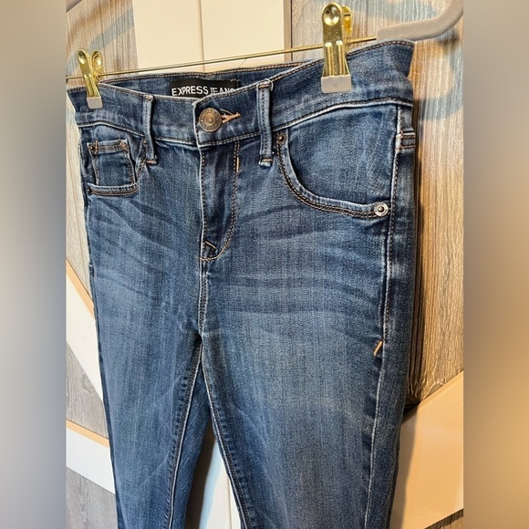 B8.16 Express Mid Rise Dark Wash Skinny Legging/Jeans Sz 0 ⢠Rise 10 ⢠Ins30 - Picture 3 of 6